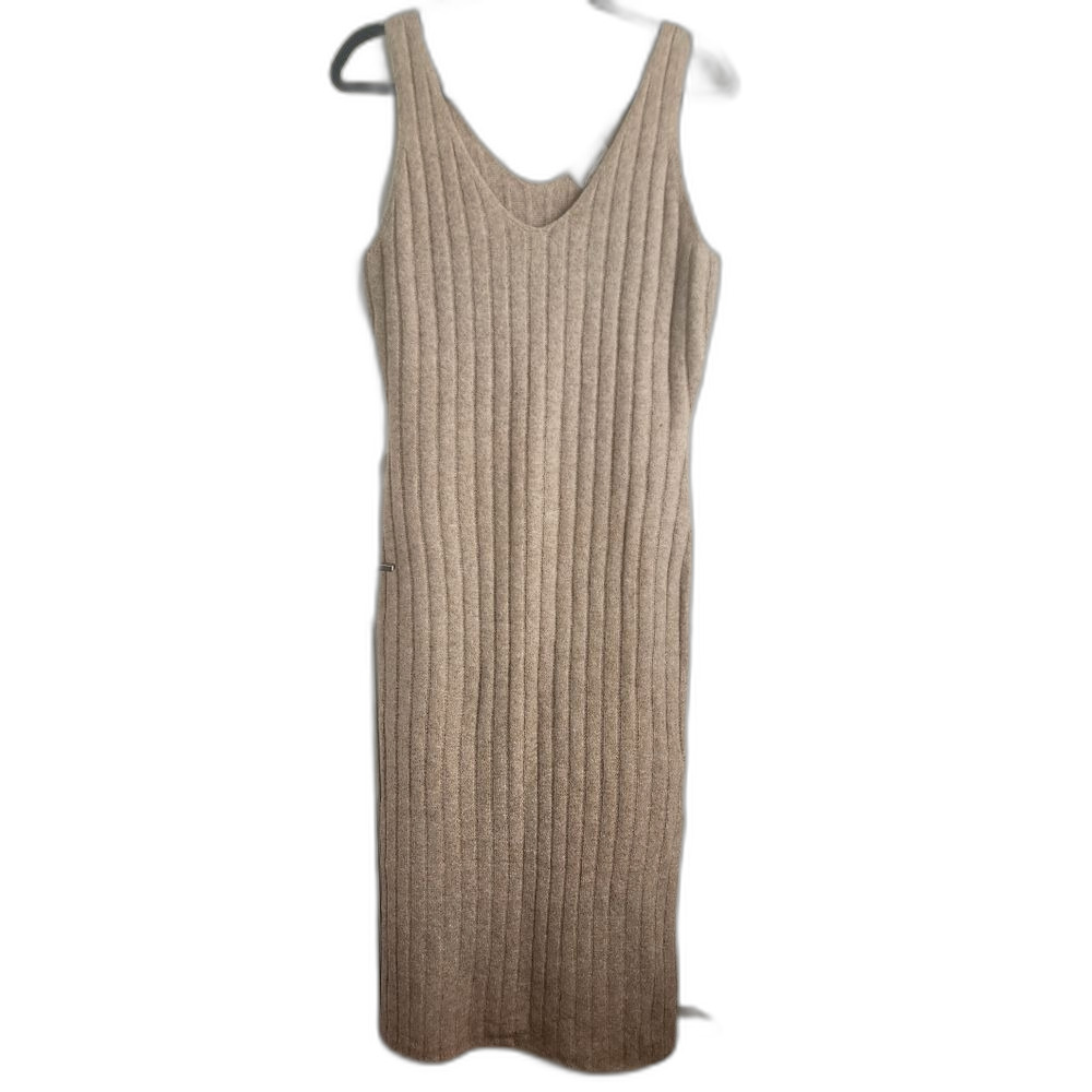 Tan Ribbed Knit Dress - Picture 2 of 6